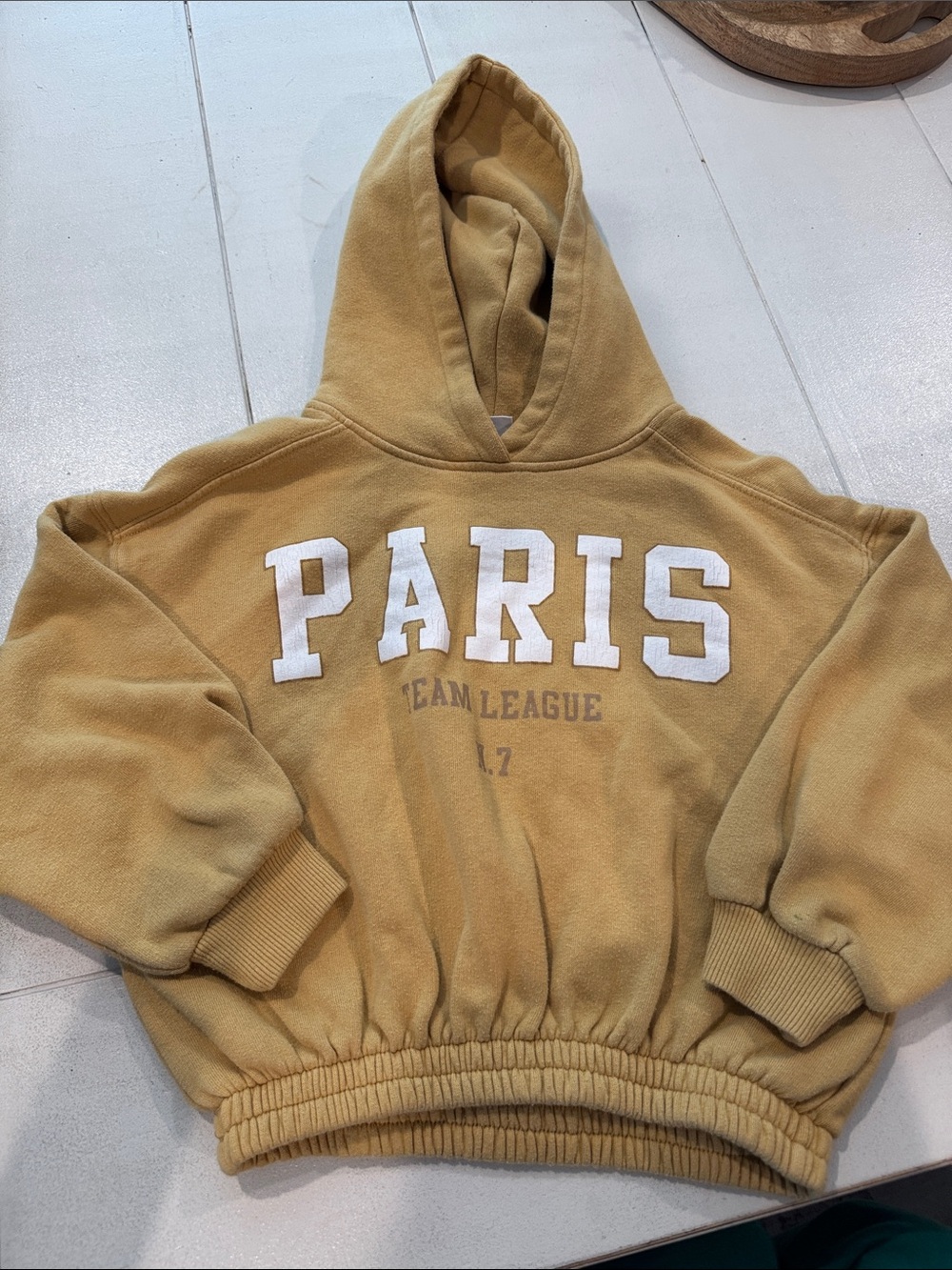 Zara Kids Hooded Pullover Jacket in Mustard Yellow with White Lettering